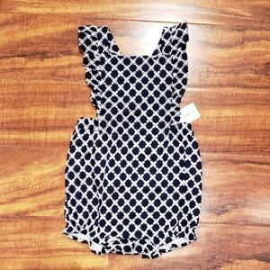 Janie and Jack NWT 18-24 months Navy Eyelet Shortall Romper